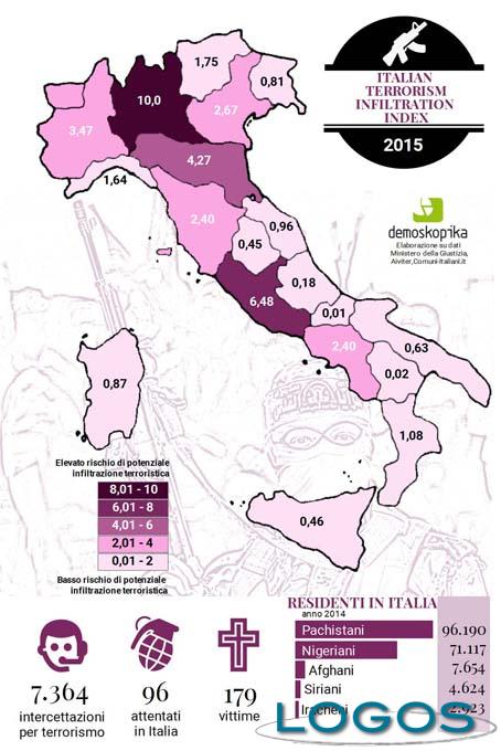 Attualità - La mappa dell'istituto Demoskopika con le regioni più a rischio