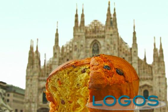 Sapori - Il panettone e sullo sfondo il Duomo di Milano (Foto internet)