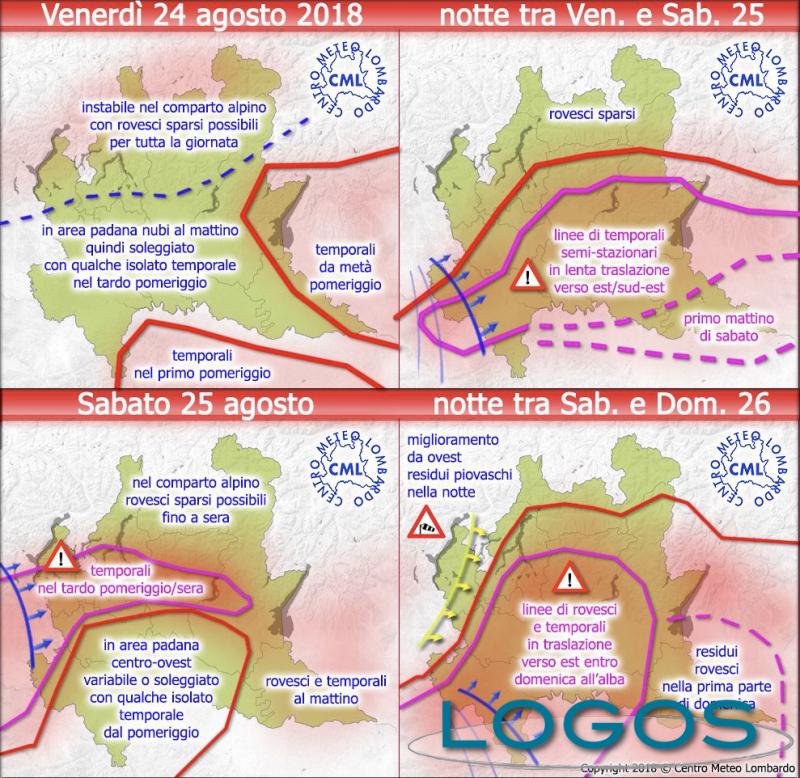 Meteo - Mappa precipitazioni di fine agosto 2018