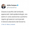 Milano - Il messaggio del presidente Fontana 