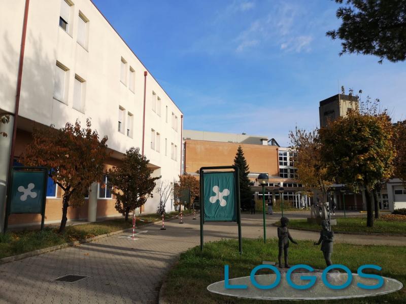 Cuggiono - L'accesso dell'Ospedale con le statutue