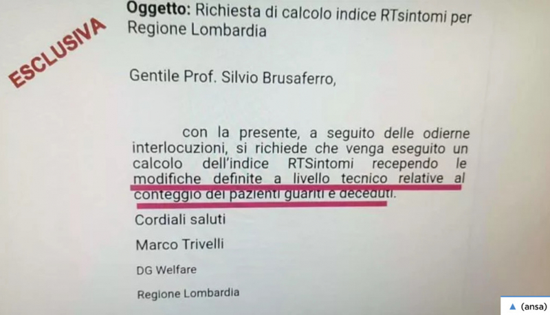 Salute - La mail di Regione Lombardia mostrata dal TG3 Salute - La mail di Regione Lombardia mostrata dal TG3
