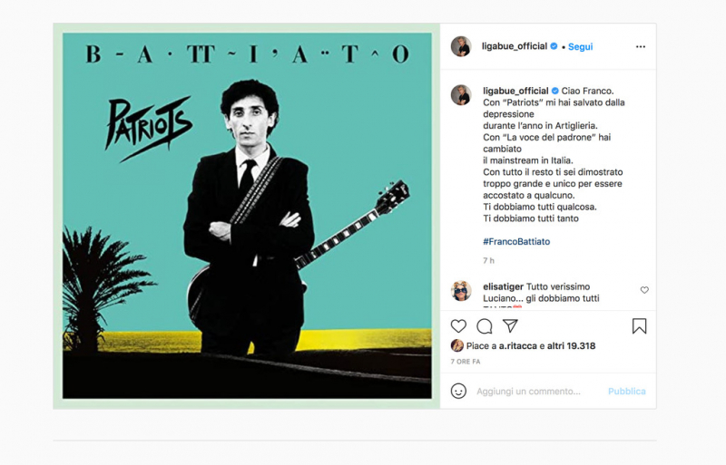 Musica - Ligabue ricorda Battiato Musica - Ligabue ricorda Battiato