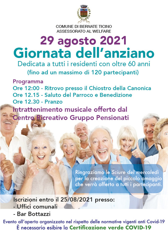 Bernate Ticino - Festa dell'Anziano 2021, la locandina