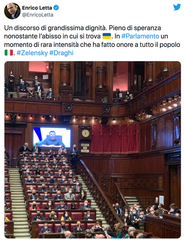 Politica - Enrico Letta commenta Zelensky