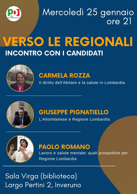 Inveruno - Incontro PD verso le Regionali 2023, il volantino