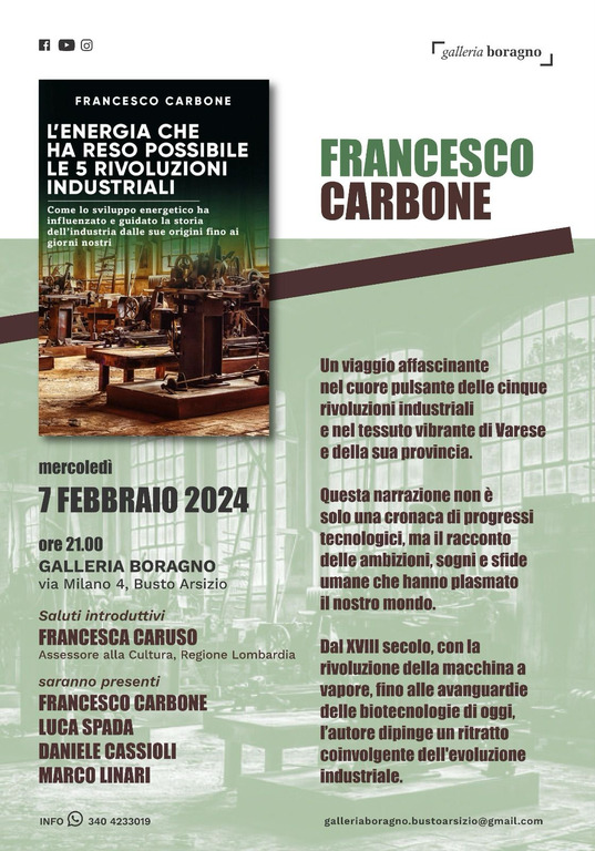 Busto Arsizio - Energia e Rivoluzioni Industriali, l'incontro del 7 febbraio 2024, la locandina