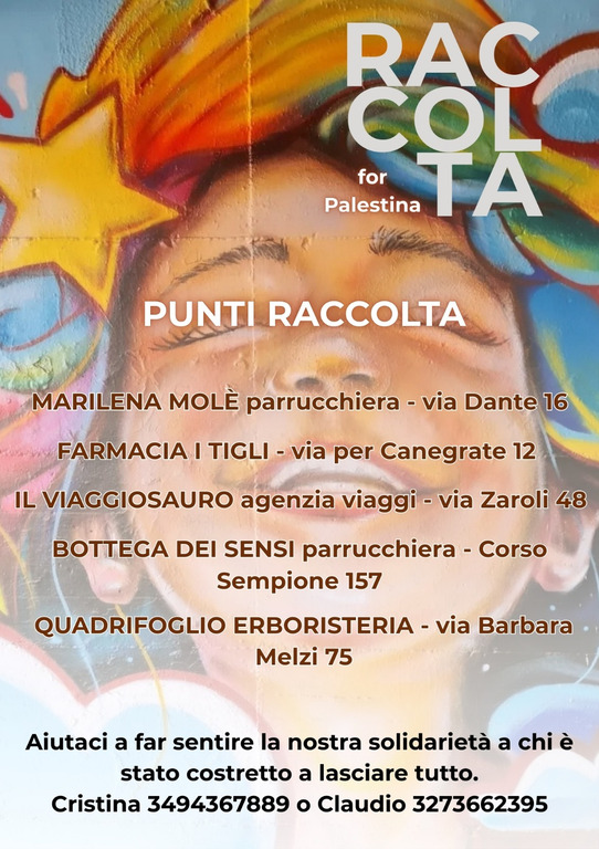 Sociale - Raccolta beni per Gaza, la locandina