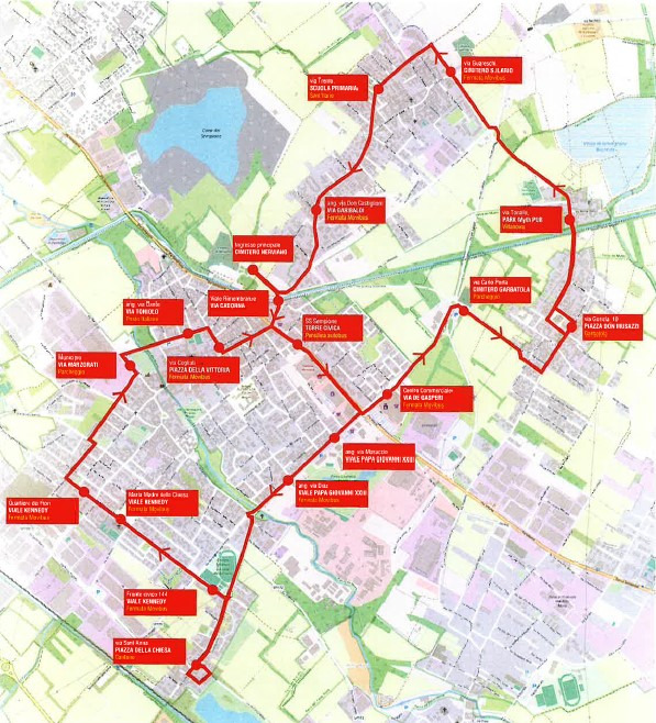 Nerviano - Fermate del servizio navetta