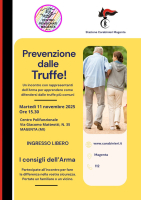 Magenta - Incontro prevenzione truffe, locandina novembre 2025