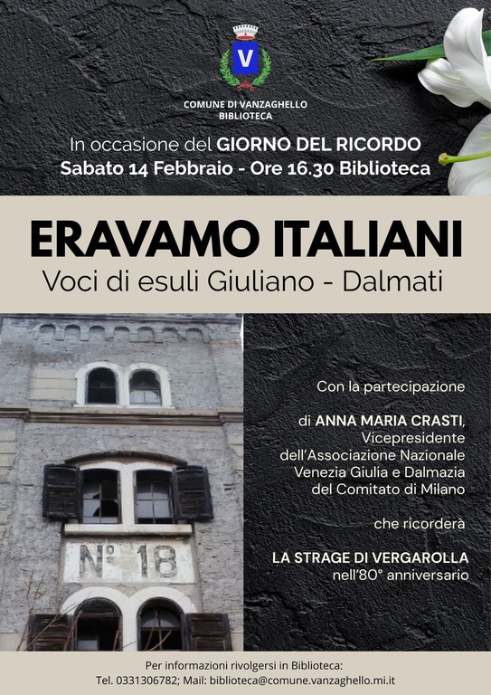 Vanzaghello - Giorno del Ricordo 2026, un evento, la locandina