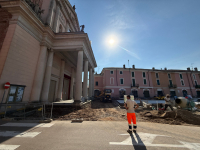 Cuggiono - Cantiere per la piazza davanti alla Basilica