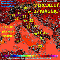 Meteo - Temperature previste per il 27 maggio 2026