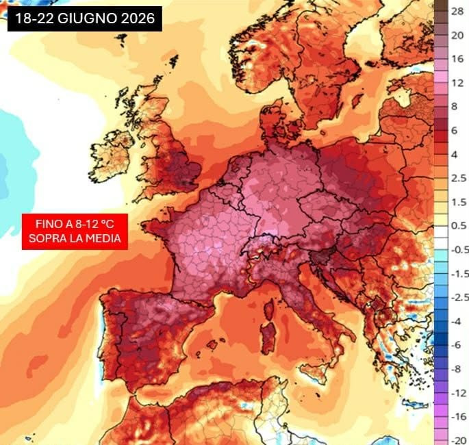 Meteo - Ondata di caldo di metà giugno 2026
