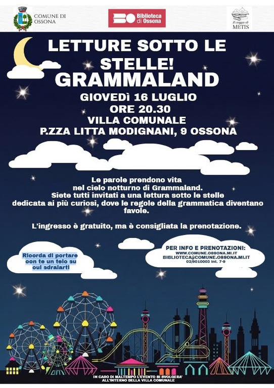 Ossona - Lettura sotto le stelle, locandina 2026 Ossona - Lettura sotto le stelle, locandina 2026