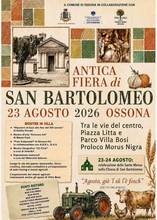 Ossona - Fiera di San Bartolomeo 2026, la locandina Ossona - Fiera di San Bartolomeo 2026, la locandina