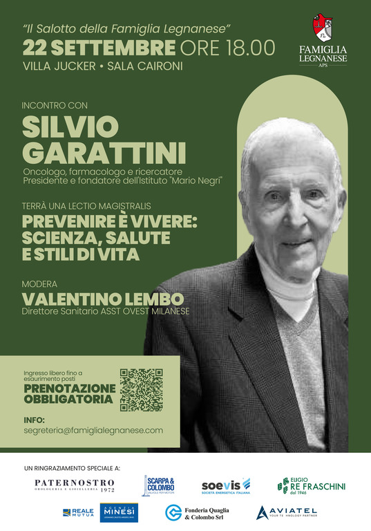 Legnano - Silvio Garattini a Legnano 2026, la locandina Legnano - Silvio Garattini a Legnano 2026, la locandina