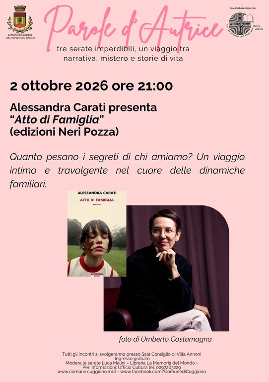 Cuggiono - La presentazione di Alessandra Carati, la locandina Cuggiono - La presentazione di Alessandra Carati, la locandina