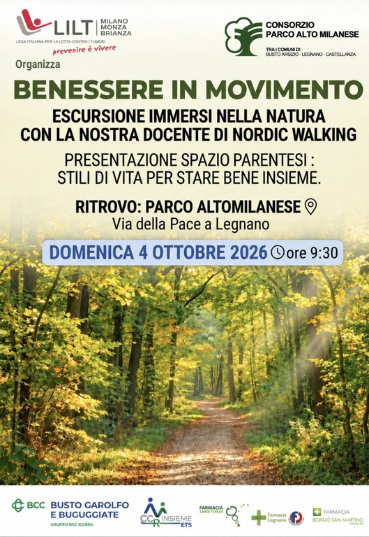 Legnano - Camminata benessere, ottobre 2026 Legnano - Camminata benessere, ottobre 2026